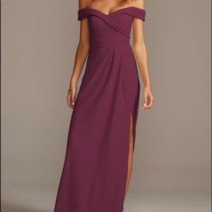 David’s Bridal Off the Shoulder Stretch Crepe Dress